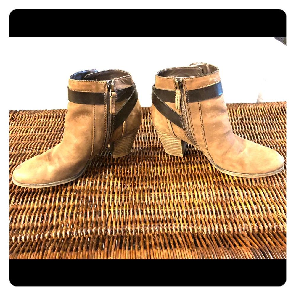 Franco Sarto Brown chunky heeled booties